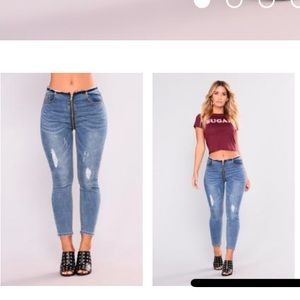 Brand-new unzip me skinny jeans medium blue wash